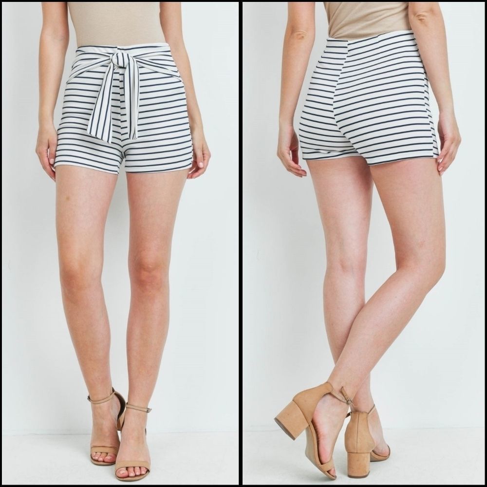 Navy Striped Shorts